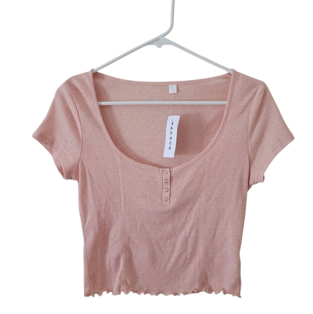 PacSun Ribbed Crop Top in Blush Pink